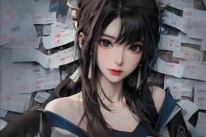 报纸墙美女 不知火舞2560x1600电脑壁纸