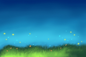 手绘夜晚草地