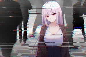 女孩 小故障 干扰 动漫 艺术 4k壁纸 3840x2160