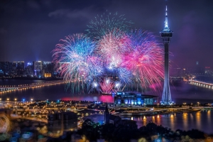 新年 烟花 城市 夜景 4k 高清 壁纸