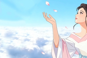 仙女 天空 云 花瓣3440x1440带鱼屏动漫壁纸