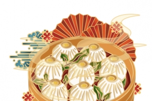 国潮美食插画小笼包