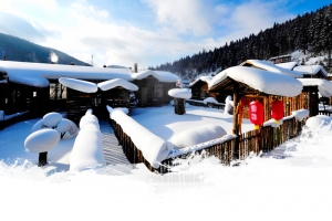 东北雪乡旅游广告海报背景
