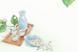 处暑文艺悠闲手绘小清新绿色背景