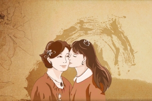 母亲节复古纹理扁平渐变棕色banner