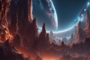 岩石 月亮 行星 浮雕 辉光 深色 4k壁纸 3840x2160