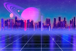 赛博朋克紫色都市