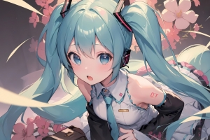 初音未来 粉色花瓣 4K动漫壁纸 3840x2160