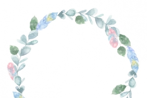 水彩蓝绿色植物圆环图