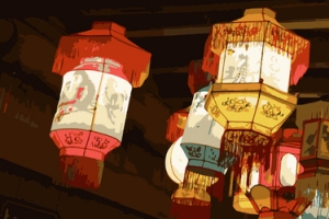 文艺手绘灯笼中秋banner