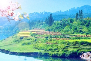 清新唯美贵州海报背景