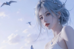 美丽公主 海鸥 4k动漫壁纸 3840x2160