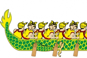 龙舟人物团结手绘