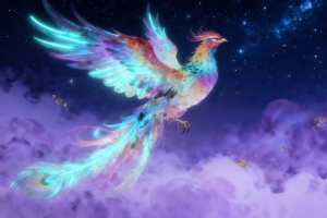 凤凰 星空 紫色的云 唯美4k壁纸