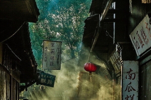 江南水乡老店海报背景