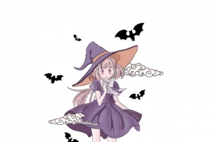 万圣节手绘小魔女