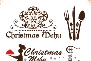 5款圣诞花纹菜单标志矢量素材