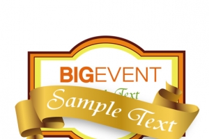 金色丝带促销标签矢量图