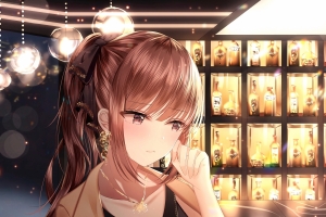 女孩 少女 酒吧 吧台 4k手机壁纸动漫竖屏