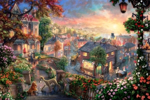 小姐与王子,美丽的家园,托马斯·金凯德,风景绘画图片