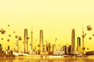 商务金融金色城市海报banner
