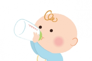 可爱的卡通宝宝吃奶瓶