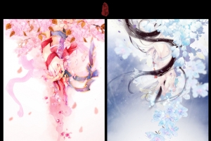 红色蓝色环境渲染彩绘合成效果