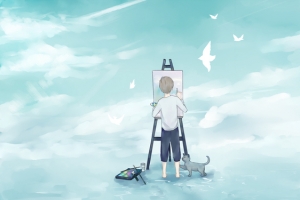 画画的男孩banner