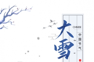 大雪树枝鸟手绘人物雪人