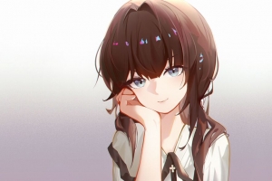女孩 一瞥 微笑 手势 可爱 动漫 4k壁纸 3840x2160