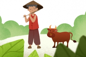 清明牧童吹笛和牛