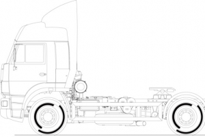 拖车矢量线描卡车货车