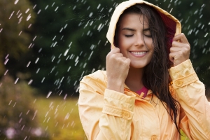 雨水,防水夹克,女孩摄影4K壁纸