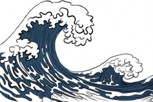 国潮手绘海浪深蓝色