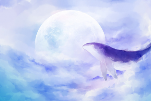 鲸鱼唯美天空插画