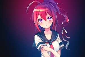 小马尾可爱动漫女生4K壁纸