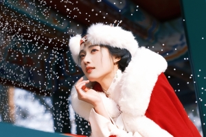红衣古风美女平板壁纸