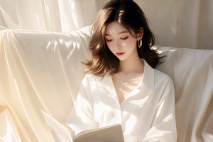 女孩书唯美2880x1800高清电脑壁纸 免费下载