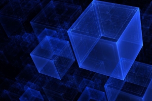 3840x2160 立方体 全息图 抽象 蓝色壁纸 背景