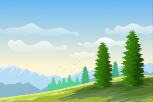 树木 原野 丘陵 山 森林 背景 自然 全景 风景秀丽 简约设计风景4k壁纸