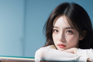 趴在桌子上的可爱女孩 3440x1440带鱼屏壁纸