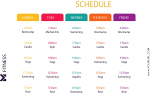 彩色健身课程表格