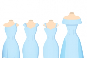 可爱蓝色婚纱礼服矢量素材