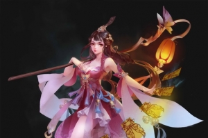 粉色可爱服饰灯光美女