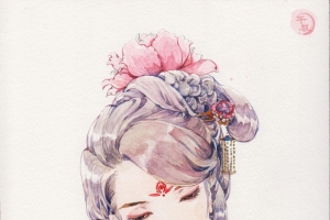 手绘水彩古风美女