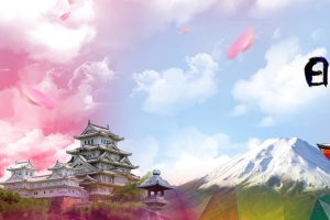 日本旅游樱花banner背景