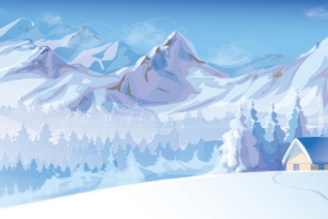 动漫冬季雪景背景banner
