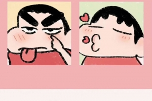 蜡笔小新搞怪大头贴手机壁纸