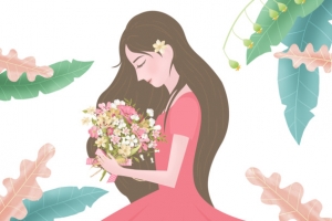 女神时代艺术字手绘人物植物装饰元素