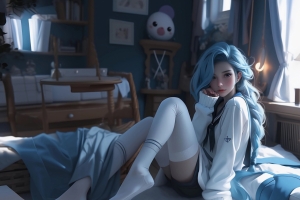 房间 金克丝动漫美女平板壁纸